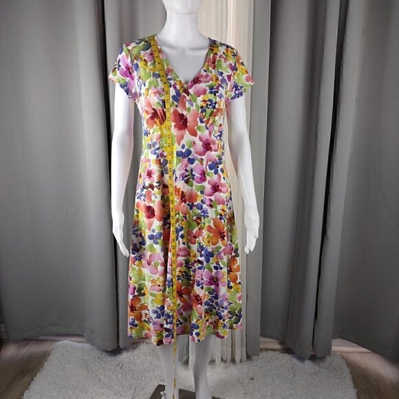 Norm Thompson Short Sleeve Floral Dress Size PS - Picture 5 of 11